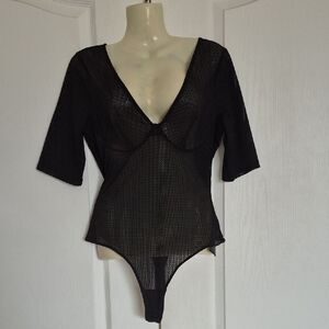 Guess Black Mesh Bodysuit